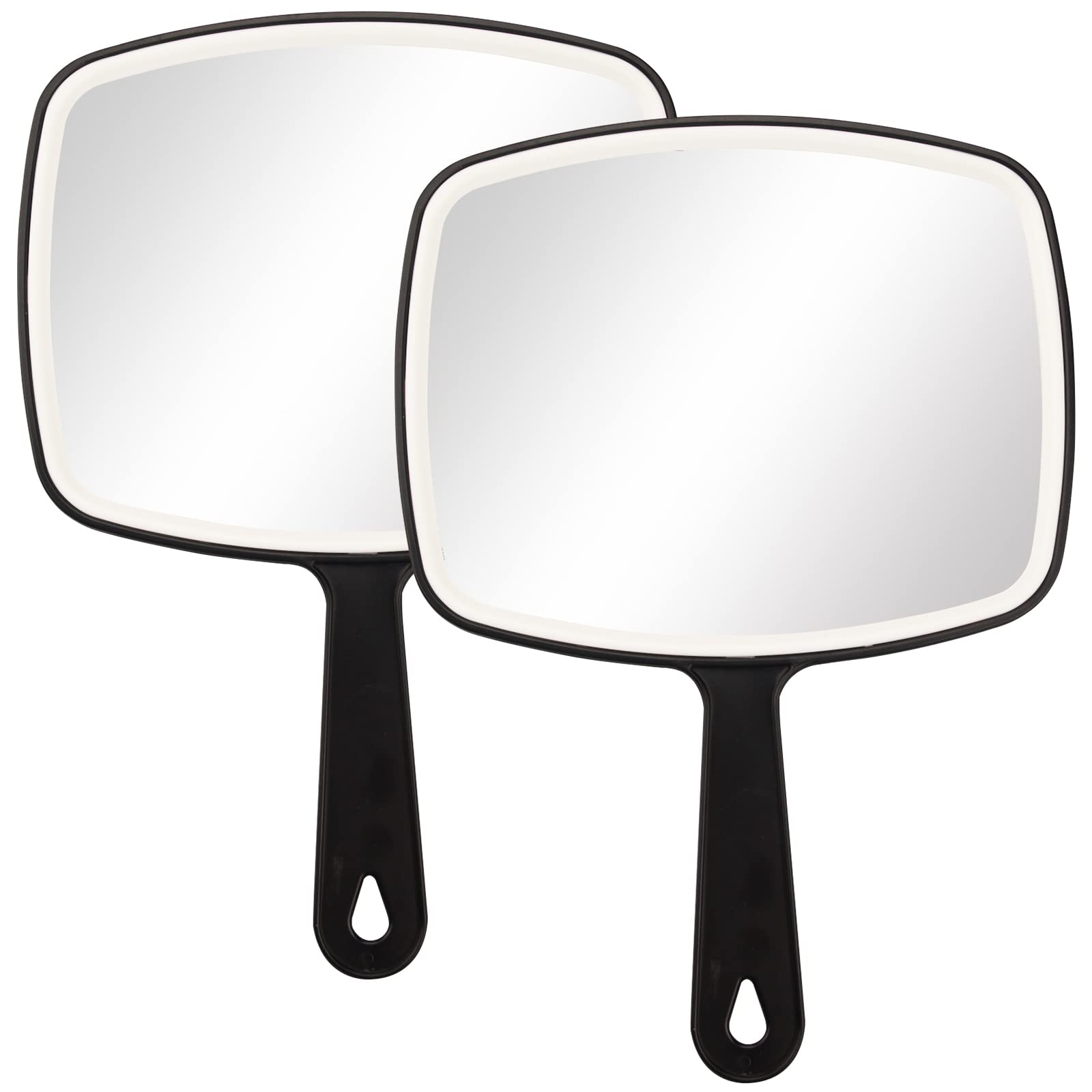 Nutair 2Pcs Hand Mirror, Handheld Vanity Mirror with Hanging Hole in Handle Black 7.4" W x 10.4" L