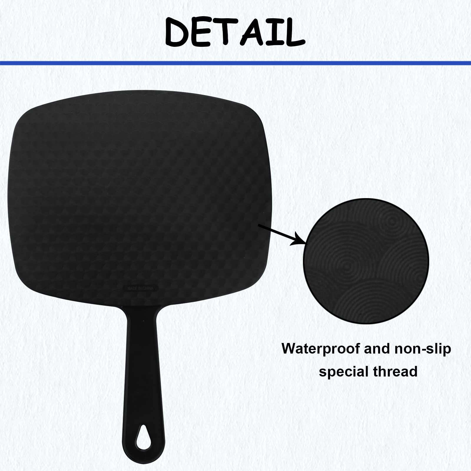 Nutair 2Pcs Hand Mirror, Handheld Vanity Mirror with Hanging Hole in Handle Black 7.4" W x 10.4" L