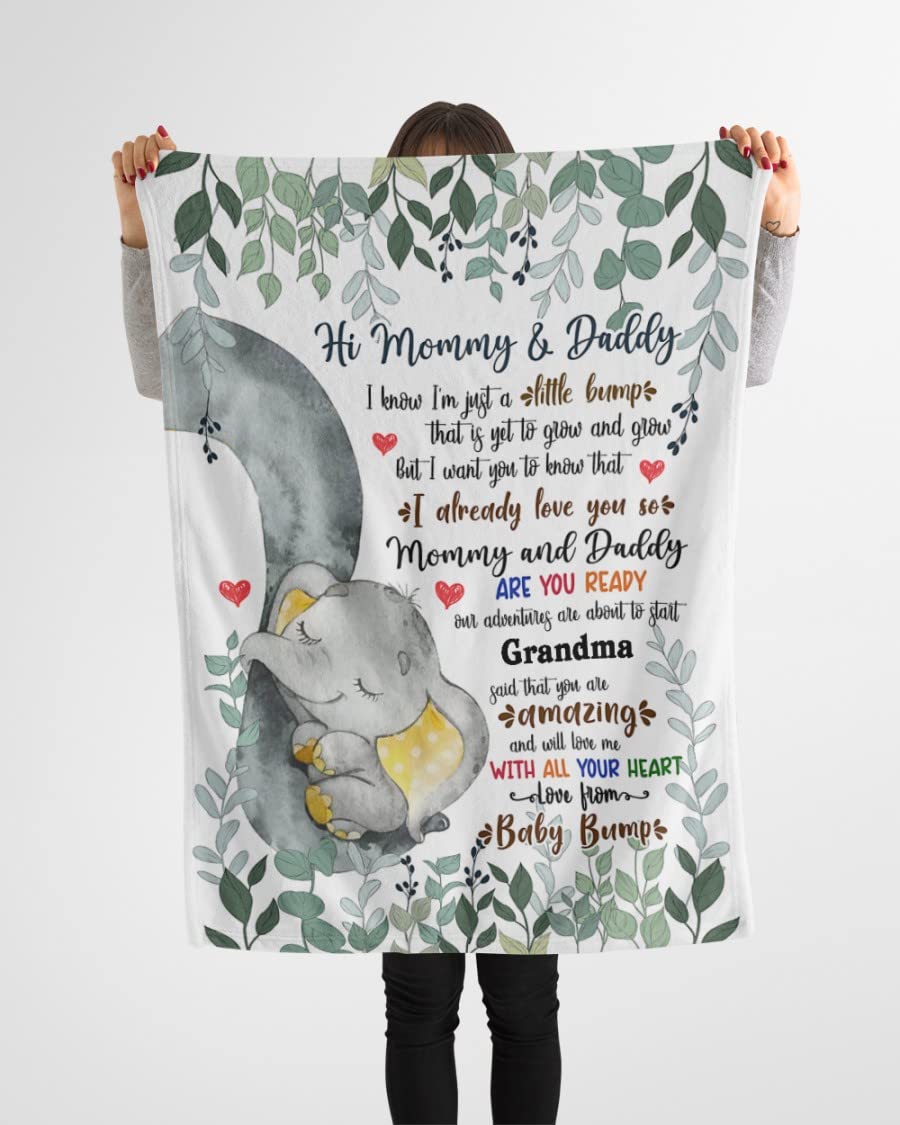 Personalized Blanket for Mommy from Baby Bump I Already Love You Yellow Elephant Custom Name Gifts for New Mother Fleece Sherpa Blanket for Autumn Fall Thanksgiving Birthday Christmas, Multi Color