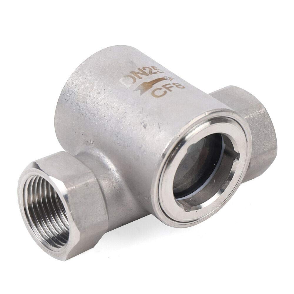 Sight Water Flow Indicator with Plastic Impeller, 1" NPT Female Thread Stainless Steel 304 Sight Water Flow Indicator