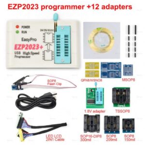 yesyZX WellieSTR 1 Set (EZP2023 with 12 adapters) EZP2023 High-Speed USB SPI Programmer EZP 2023 Support 24 25 93 95 EEPROM 25 Flash BIOS Chip Better Than EZP2019