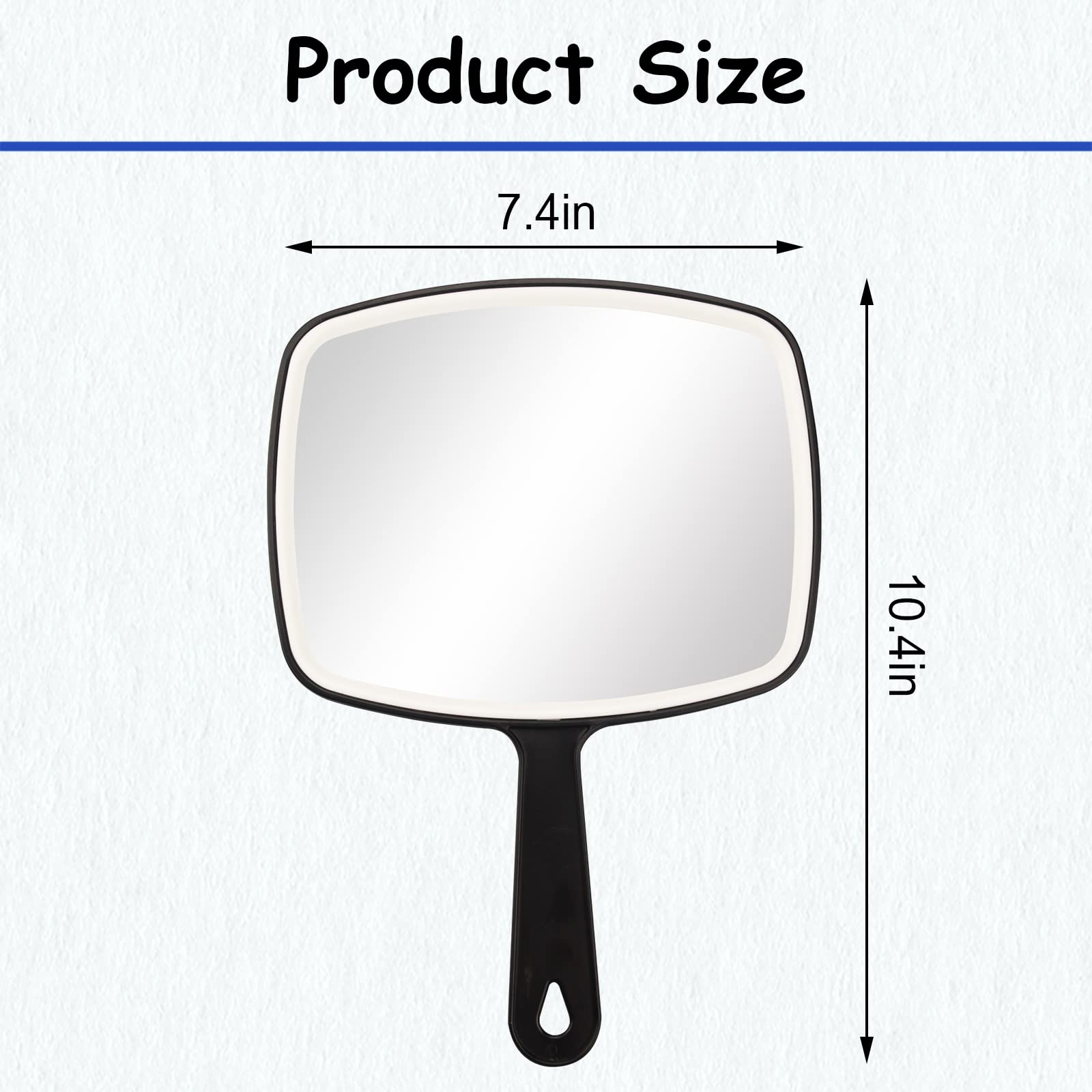 Nutair 2Pcs Hand Mirror, Handheld Vanity Mirror with Hanging Hole in Handle Black 7.4" W x 10.4" L