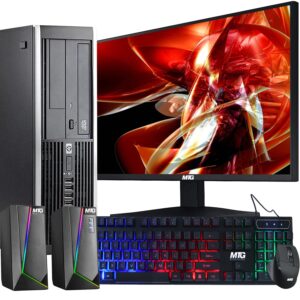 hp elite desktop computer pc, 3.1 ghz, intel core i5 3rd gen, 8gb ram, 500gb hdd, mtg new 20 inch led monitor, rgb speaker and keyboard mouse, wifi, windows 10 pro (renewed)