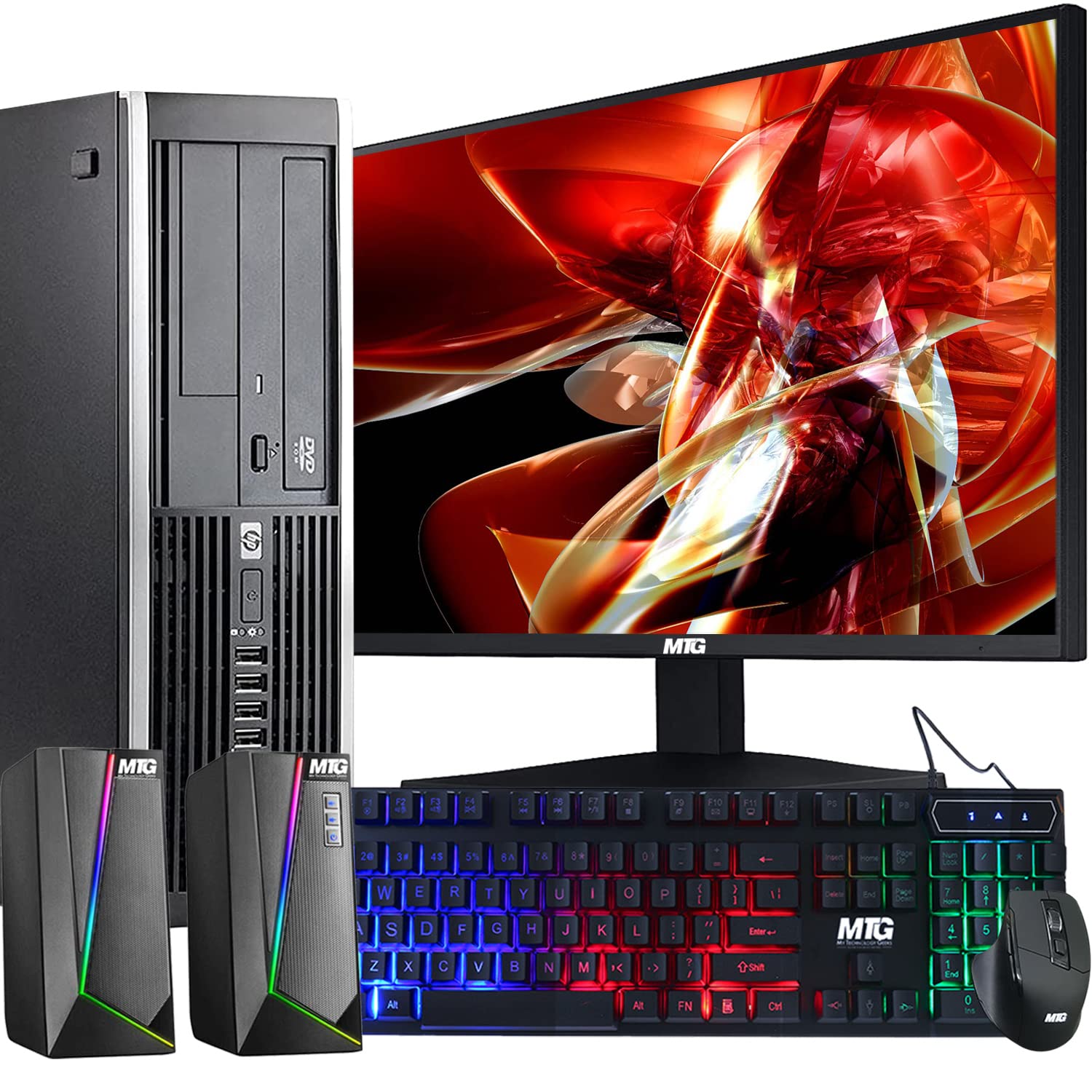 HP Elite Desktop Computer PC, 3.1 GHz, Intel Core i5 3rd Gen, 8GB RAM, 500GB HDD, MTG New 20 inch LED Monitor, RGB Speaker and Keyboard Mouse, WiFi, Windows 10 Pro (Renewed)