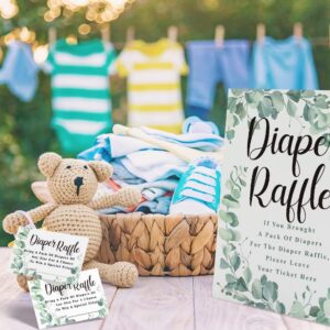 Diaper Raffle Tickets for Baby Shower Sign，Baby Shower Invitations with Diaper Raffle Cards - Baby gender neutral tickets(One 8×11 Sign with 50 Raffle Tickets) - BIG007