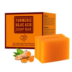 koji acid soap for dark spots turmeric soap for face and body kojic acid soap skin brightening tumeric soap for acne dark spots hand soap bar acne curcuma soap for blemishes pimples face wash 200g/7oz