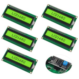 DWEII 5-Pack I2C 1602 LCD Display Module 16X2 Character Serial Green Screen Backlight LCD Module Compatible with Raspberry Pi Arduino STM32 R3 MEGA2560