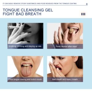 Tongue Cleansing Gel, Tongue Cleaner Brush Kit, Tongue Scraper, Scrubber, Fight Bad Breath, Oral Deodorant, Fresh Mint, Mouth Odor Eliminator, Mild and Non-irritating (Set of 1)