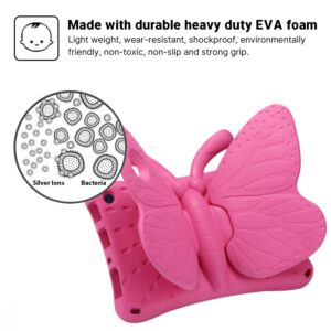 Simicoo Amazon Fire 7 2022 Cute Butterfly Case for Kids Light EVA Fire 7 Tablet Kids case Shockproof Rugged Heavy Duty Kids Friendly Tablet Case for Fire 7 Kids Tablet 12 Gen (Rose)