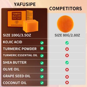 Koji Acid Soap for Dark Spots Turmeric Soap for Face and Body Kojic Acid Soap Skin Brightening Tumeric Soap for Acne Dark Spots Hand Soap Bar Acne Curcuma Soap for Blemishes Pimples Face Wash 200g/7OZ