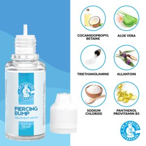 Dr. Piercing Aftercare Keloid Drops – Non-Greasy Saline Solution for Keloid Bump Removal for Piercings - Reduce Appearance of Nose Piercing Bump, Nose Ear Lip Belly (15 mL)