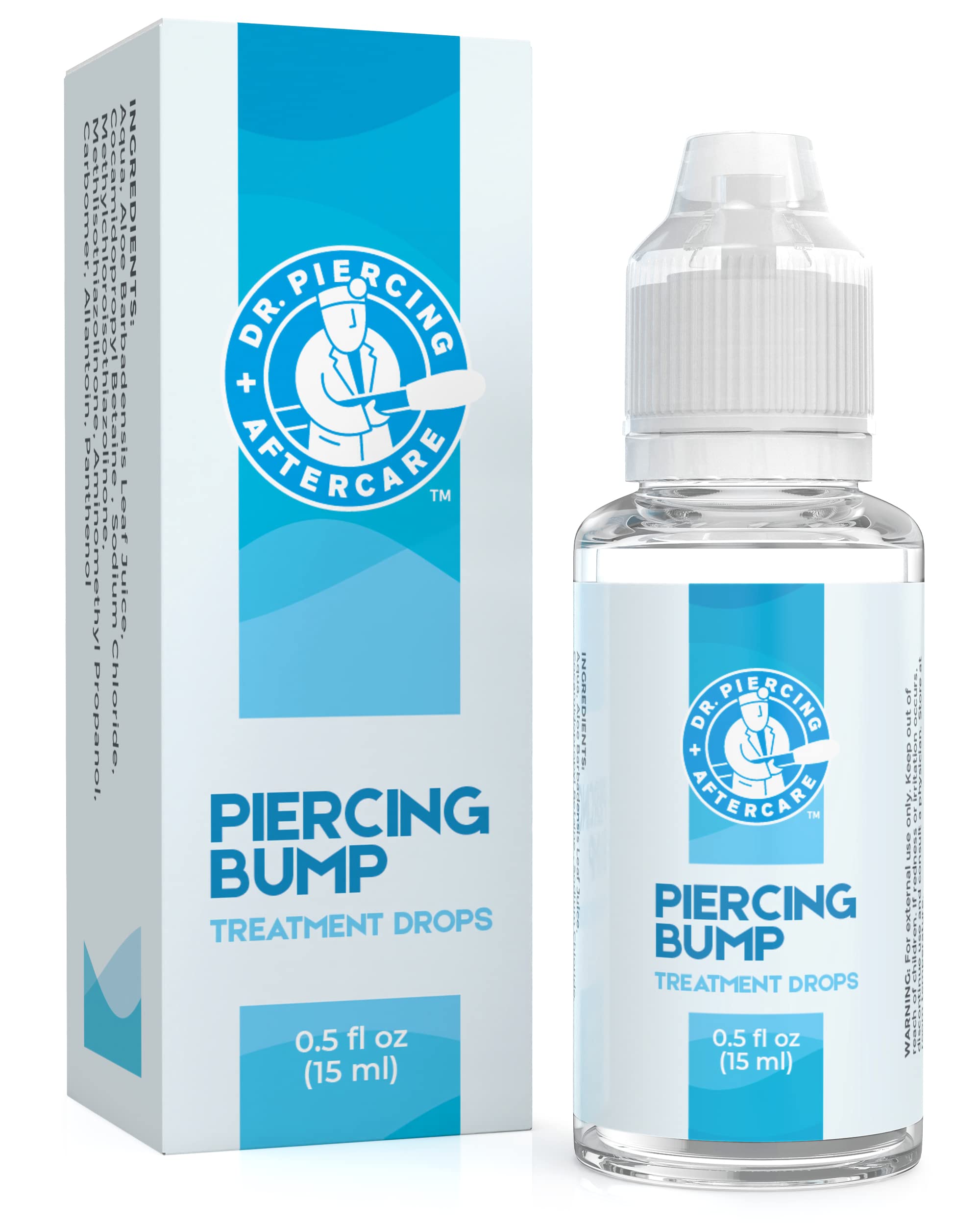 Dr. Piercing Aftercare Keloid Drops – Non-Greasy Saline Solution for Keloid Bump Removal for Piercings - Reduce Appearance of Nose Piercing Bump, Nose Ear Lip Belly (15 mL)