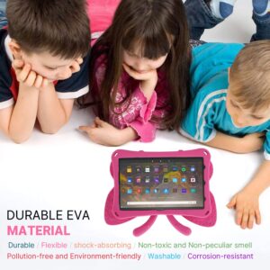 Simicoo Amazon Fire 7 2022 Cute Butterfly Case for Kids Light EVA Fire 7 Tablet Kids case Shockproof Rugged Heavy Duty Kids Friendly Tablet Case for Fire 7 Kids Tablet 12 Gen (Rose)