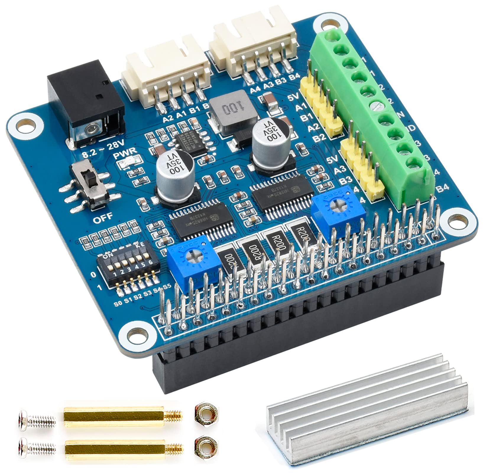 waveshare HRB8825 Stepper Motor HAT for Raspberry Pi and Jetson Nano, Drives Two Stepper Motors, Up to 1/32 Microstepping User for 3D Printer Sculpturing Machine Mechanical Arm