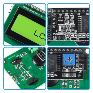 DWEII 5-Pack I2C 1602 LCD Display Module 16X2 Character Serial Green Screen Backlight LCD Module Compatible with Raspberry Pi Arduino STM32 R3 MEGA2560