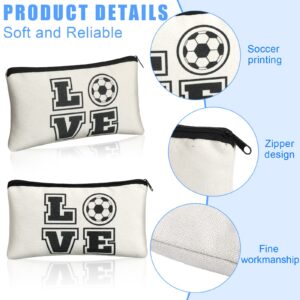 12 Pieces Soccer Makeup Bag Cosmetic Bag with Words Soccer Travel Storage Bags Portable Storage Case Toiletry Bag Accessories with Zippers for Soccer Players Teams Women Girls (White Soccer Style)