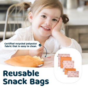 Tiny Twinkle 5 Pack Reusable Snack Bags - Machine Washable, PFAS, PVC, BPA, Phthalate-Free Reusable Baby and Toddler Food Safe Snack Bags (Boho Rainbow)