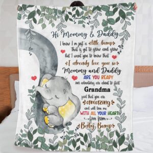 personalized blanket for mommy from baby bump i already love you yellow elephant custom name gifts for new mother fleece sherpa blanket for autumn fall thanksgiving birthday christmas, multi color