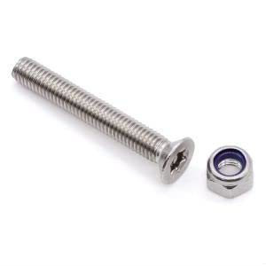 Glvaner (30 Sets) M5 x 16mm Countersunk Torx Head Machine Screws with M5 Locknuts and a Torx Drive Bit, Stainless Steel 304 (18-8), Tamper Resistant Screws, Full Thread, Security Machine Screws