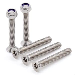 Glvaner (30 Sets) M5 x 16mm Countersunk Torx Head Machine Screws with M5 Locknuts and a Torx Drive Bit, Stainless Steel 304 (18-8), Tamper Resistant Screws, Full Thread, Security Machine Screws