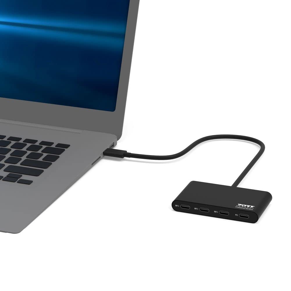 Port Connect USB Type C Hub - 3xUSB-C 3.1 GEN1 + 1x Charging Port - Speed 5Gb/s PD 100W