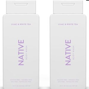 Native Body Wash Contains Naturally Derived Ingredients | For Women & Men, Sulfate, Paraben, & Dye Free Leaving Skin Soft and Hydrating | Lilac & White Tea 18 oz - 2 Pk