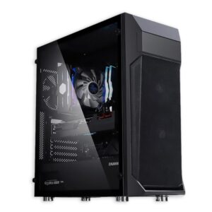 Zalman Z1 Plus ATX Mid Tower PC Computer Case - Tempered Glass Side Panel - 3 x 120mm Fans Pre-Installed - 5.25" ODD Support