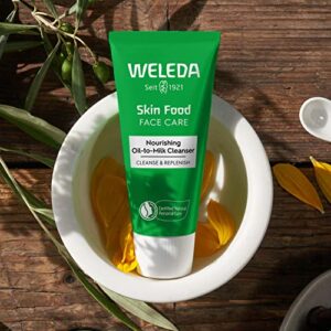 Weleda Skin Food Face Care Nourishing Oil-to-Milk Cleanser, 2.5 Fluid Ounce, Plant Rich Cleanser with Sunflower Seed Oil, Chamomile Extract and Pansy