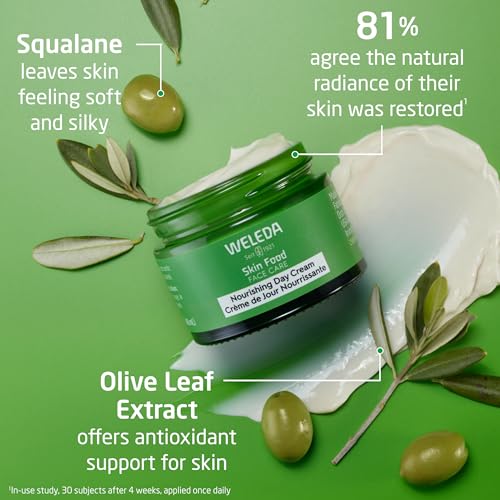 Weleda Skin Food Face Care Nourishing Day Cream, 1.3 Fluid Ounce, Plant Rich Moisturizer with Olive Leaf Extract, Squalane and Chamomile