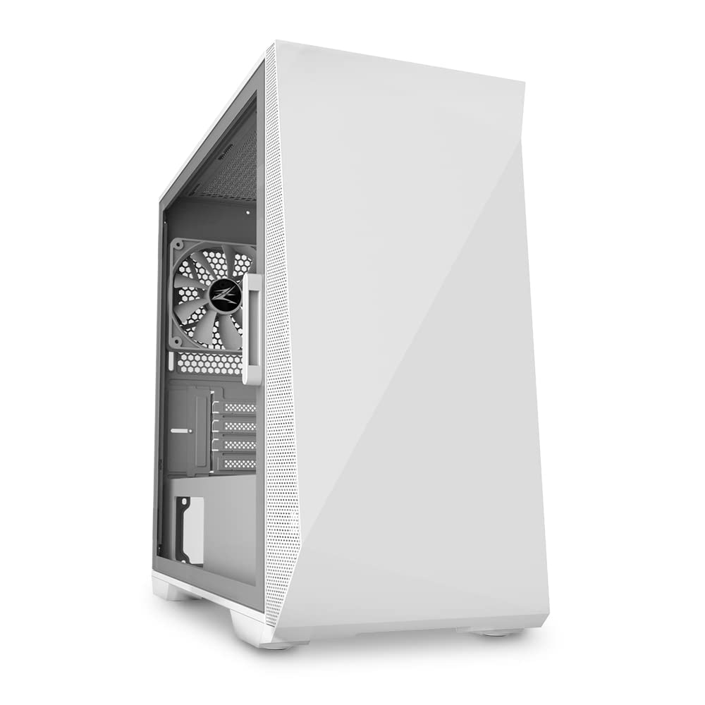 Zalman Z1 Iceberg mATX Gaming PC Case - 3 x 120mm Fans Preinstalled - Swing Door Tempered Glass Side Panel - 2 x USB 3.0 - Micro ATX, Mini-ITX, White