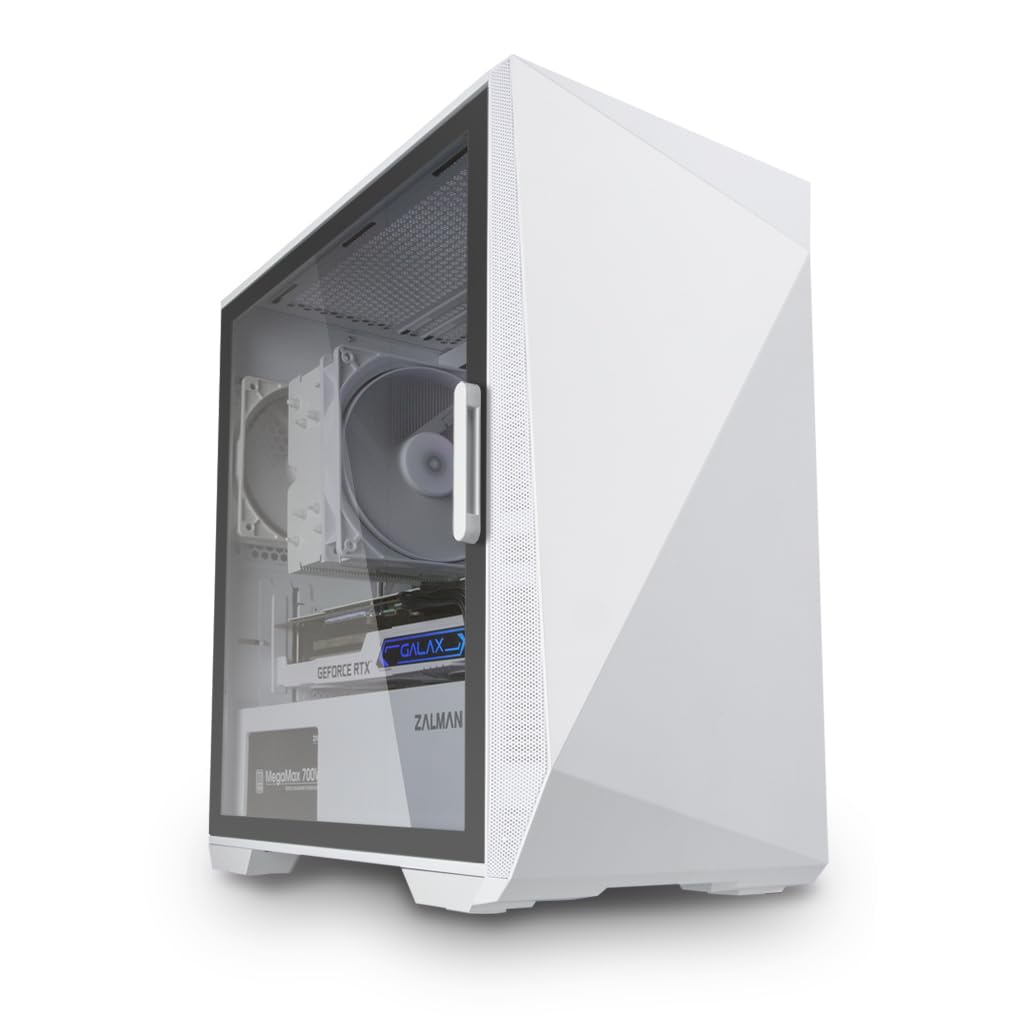 Zalman Z1 Iceberg mATX Gaming PC Case - 3 x 120mm Fans Preinstalled - Swing Door Tempered Glass Side Panel - 2 x USB 3.0 - Micro ATX, Mini-ITX, White