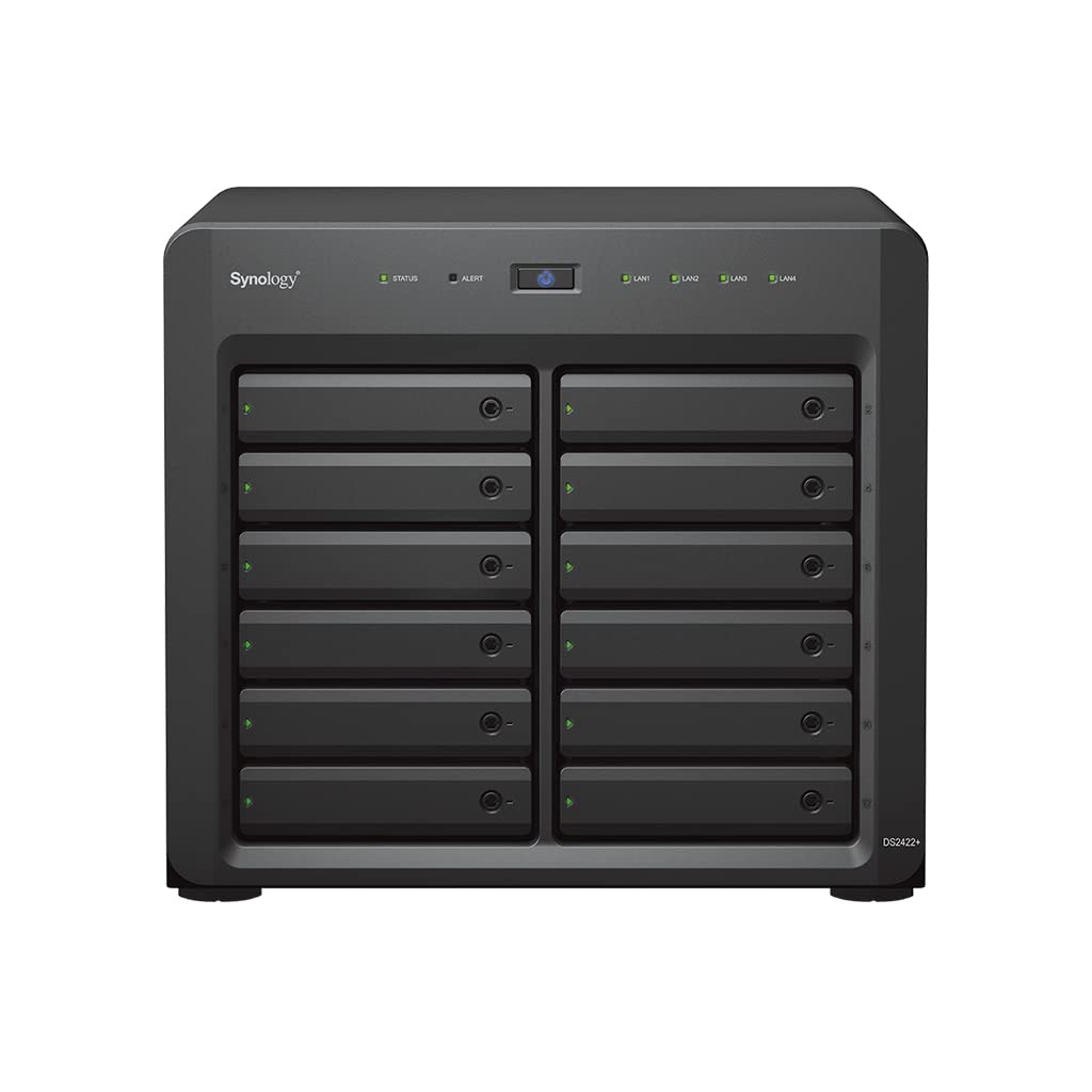 Synology DiskStation DS2422+ NAS Server with Ryzen 2.2GHz CPU, 32GB Memory, 48TB SSD Storage, 4 x 1GbE LAN Port, DSM Operating System