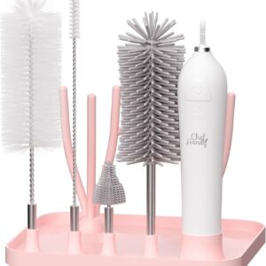 Electric Bottle Brush Set - 7-in-1 Baby Bottle Cleaner Kit with Silicone, Silicone Bottle Brush with 2 Brush Heads, Cleaning Brush for Baby Bottle, Nipples, Water Bottle, Glassware, Rechargeable