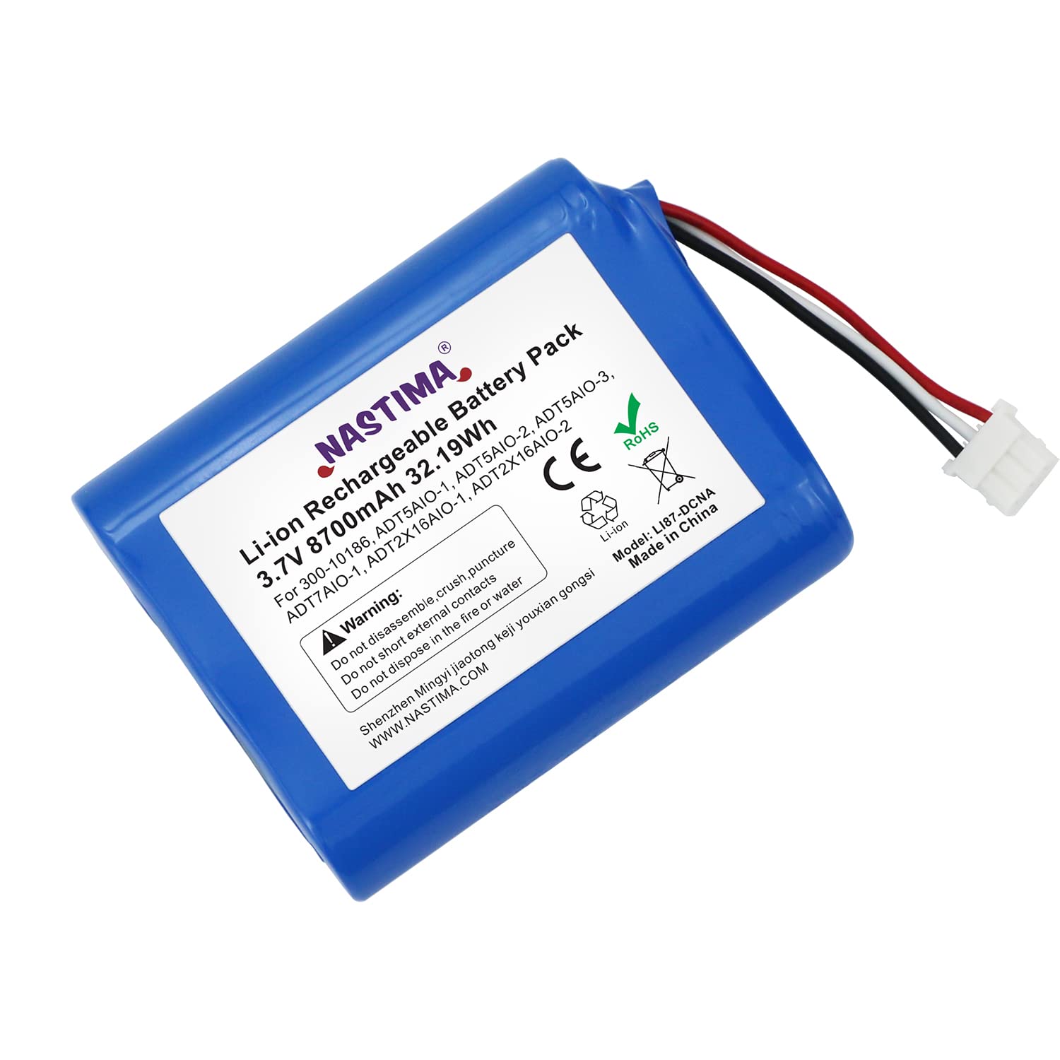 NASTIMA 300-10186 Li-ion Replacement Battery for ADT Command Smart Security Panel ADT5AIO-1 ADT5AIO-2 ADT5AIO-3 ADT7AIO-1 Honeywell ADT2X16AIO-1 ADT2X16AIO-2 | 3.6V/4.2V 8700mAh