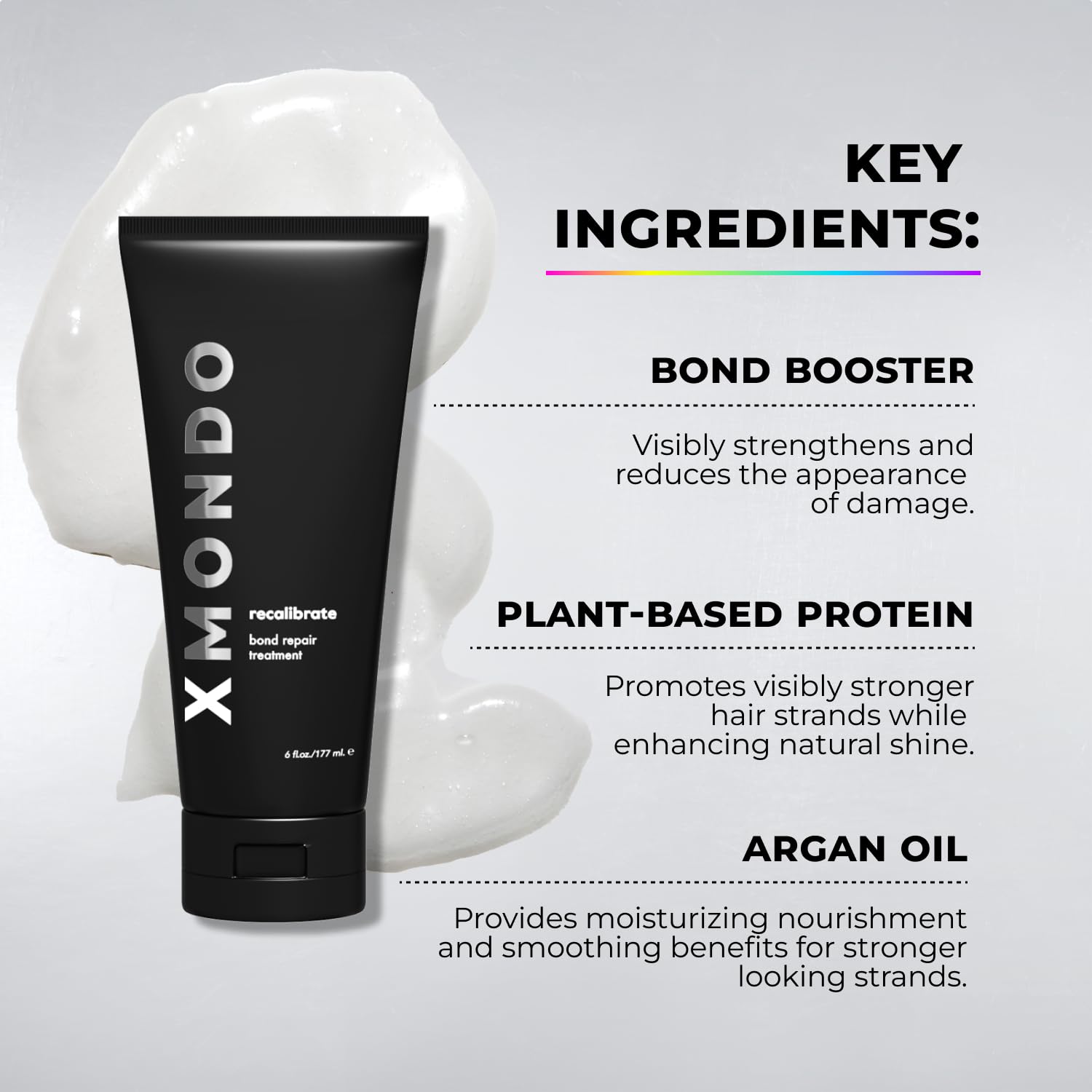 XMONDO Bond Repair Treatment | Vegan Formula with Argan Oil, Vitamin E, Vegetable Protein and Bond Builder for Revitalized, Restored Hair - 6 Fl Oz, Pack of 1