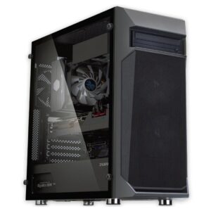 zalman z1 plus atx mid tower pc computer case - tempered glass side panel - 3 x 120mm fans pre-installed - 5.25" odd support