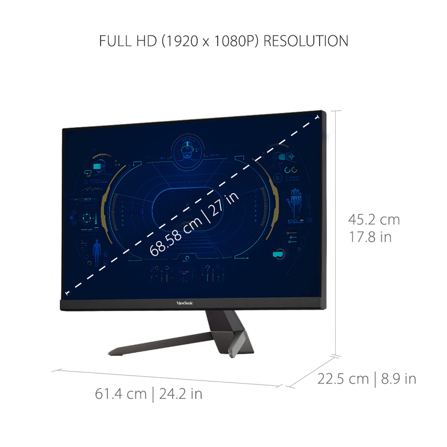 ViewSonic VX2767-MHD 27" 1080p Gaming Monitor w/ 100Hz, 1ms, FreeSync, Eye Care, HDMI, VGA, DP (Renewed)