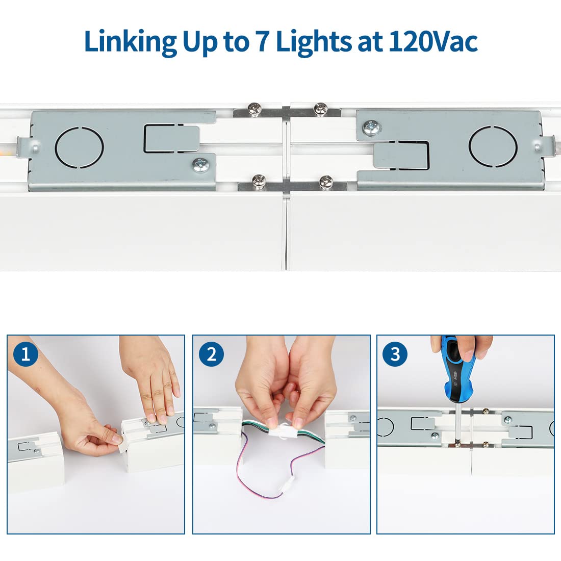 DAKASON 4FT Linkable LED Linear Light, 35W Down and15W Up Light, 3/4/5000K CCT Selectable, Commercial Linear Lighting Fixture for Office, Dimmable Suspended Lighting for School 1Pack White