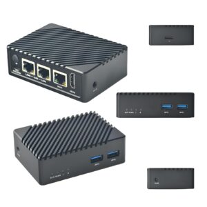 youyeetoo nanopi r5s mini router with metal case,4gb lpddr4 32gb emmc, rk3568 development board 0.8tops npu support docker three ethernet ports usb3.0 hdmi support m.2 nvme storage pd power