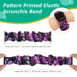 Fimpressiont 10 Packs Compatible with Apple Watch Bands Scrunchies 38mm 40mm 41mm 42 mm 44mm 45mm Women Girls Cute Cloth Pattern Printed Fabric Wristbands Straps Band for iWatch Series