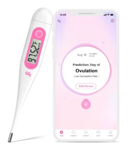 femometer digital basal thermometer, accurate baby thermometer for fever, 1/100th degree high-precision oral thermometer for pregnancy & natural family plan pink