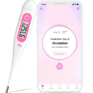 femometer Digital Basal Thermometer, Accurate Baby Thermometer for Fever, 1/100th Degree High-Precision Oral Thermometer for Pregnancy & Natural Family Plan Pink