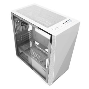 Zalman Z1 Iceberg mATX Gaming PC Case - 3 x 120mm Fans Preinstalled - Swing Door Tempered Glass Side Panel - 2 x USB 3.0 - Micro ATX, Mini-ITX, White