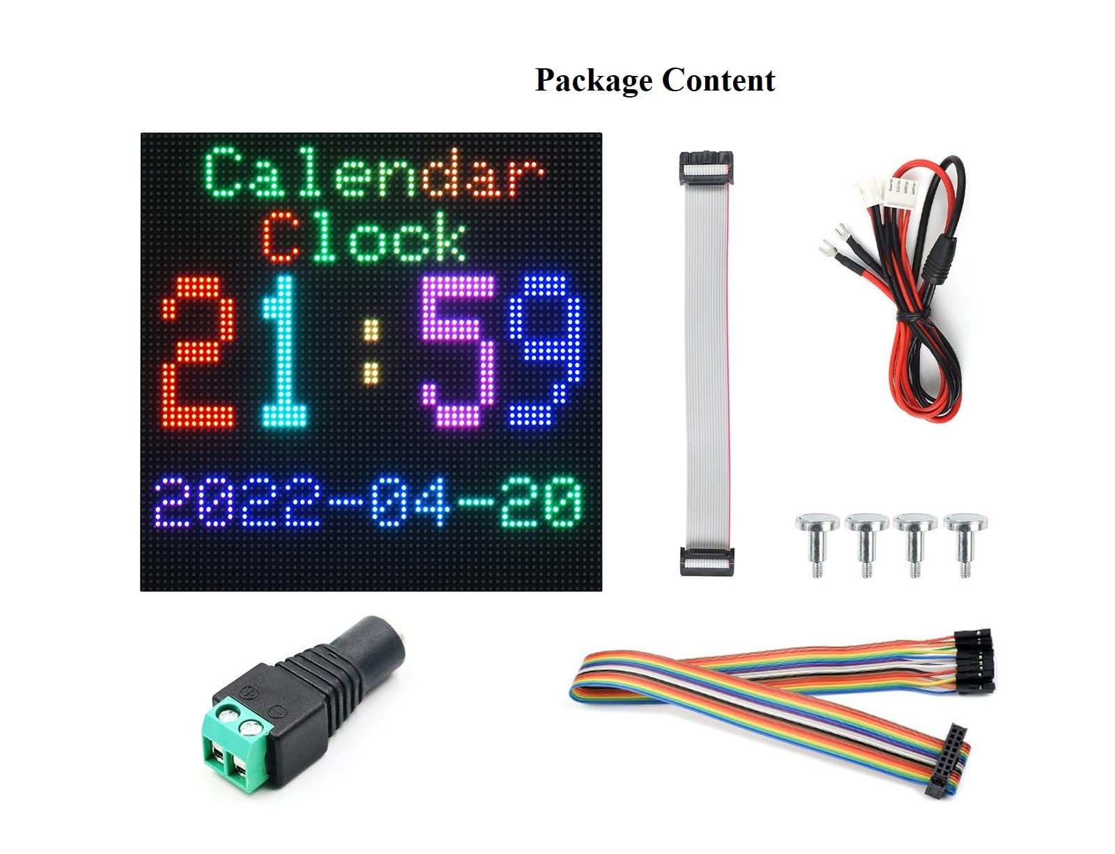 waveshare 64×64 Pixels RGB Full-Color LED Matrix Panel Display 3mm Pitch LED Module Compatible with Arduino,4096 Individual RGB LEDs,Adjustable Brightness