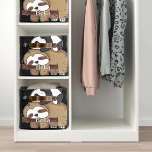 Cute Panda Sloth Personalized Storage Bins Basket Cubic Organizer with Durable Handle for Shelves Wardrobe Nursery Toy 1 Pack