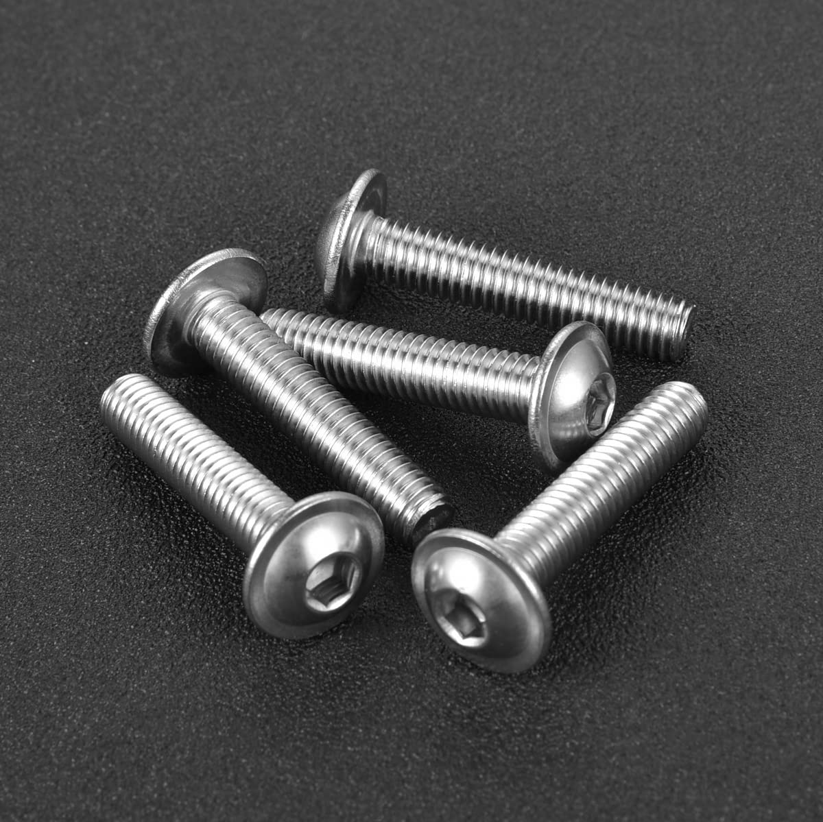 M6-1.0 x 25 mm Flanged Button Head Socket Cap Screw Bolts, 18-8 Stainless Steel(304) Allen Socket Drive, Full Thread, 50PCS