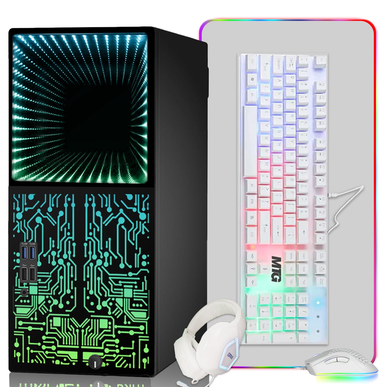 TechMagnet Gaming PC Desktop Intel core i7 8th Gen, Horizon+ with RTX-3060 12GB GDDR6, 16GB RAM, 256GB SSD, HDMI, DVI, VGA, Gaming Kit, Wi-Fi, Windows 11 Home (Renewed)