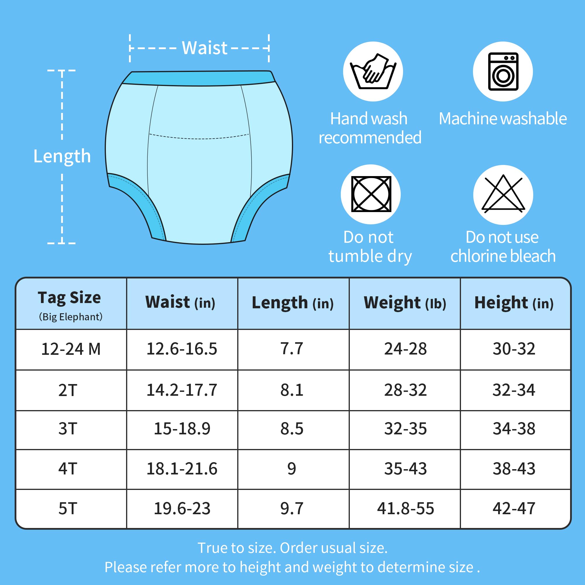 BIG ELEPHANT Random Color Potty Training Underwear, Training Pants for Boys, 2T