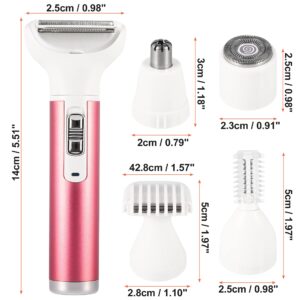 VOCOSTE Electric Razor for Women, 5 in 1 Electric Shaver for Women, Portable Rechargeable Hair Trimmer Wet and Dry Cordless Women Shaver Hair Remover for Face, Legs, Rose Red