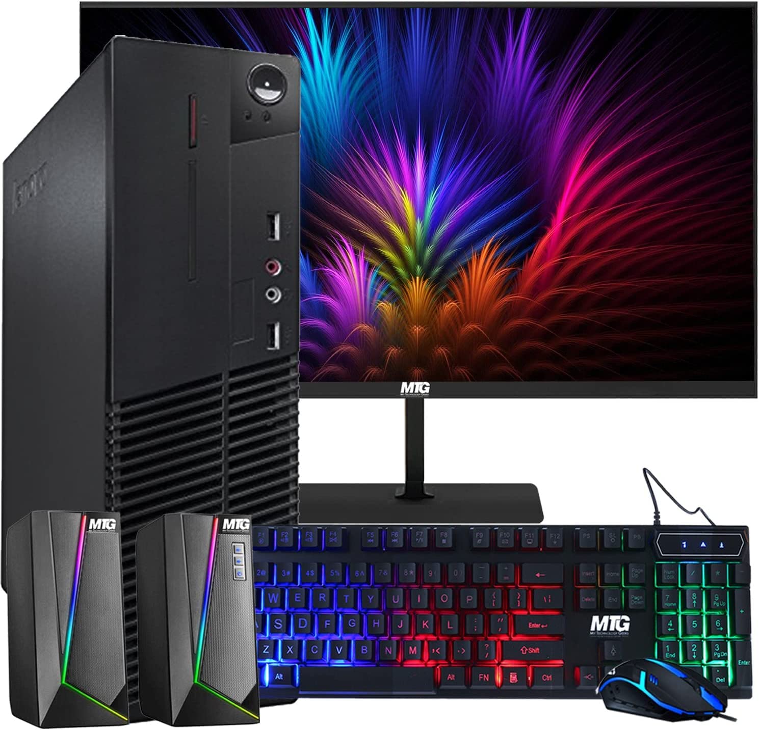 Lenovo ThinkCentre Computer Desktop PC, Intel Core i5 4th Gen, 16GB RAM, 2TB HDD, MTG New 22 inch LED Monitor, RGB Speaker and Keyboard Mouse, WiFi, Windows 10 Pro (Renewed)